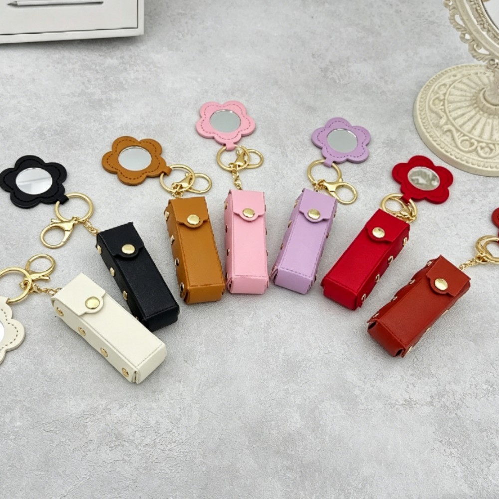 Women Accessories Pouch - 1pce draagbare lippenstift-etui tas met bloemspiegel,