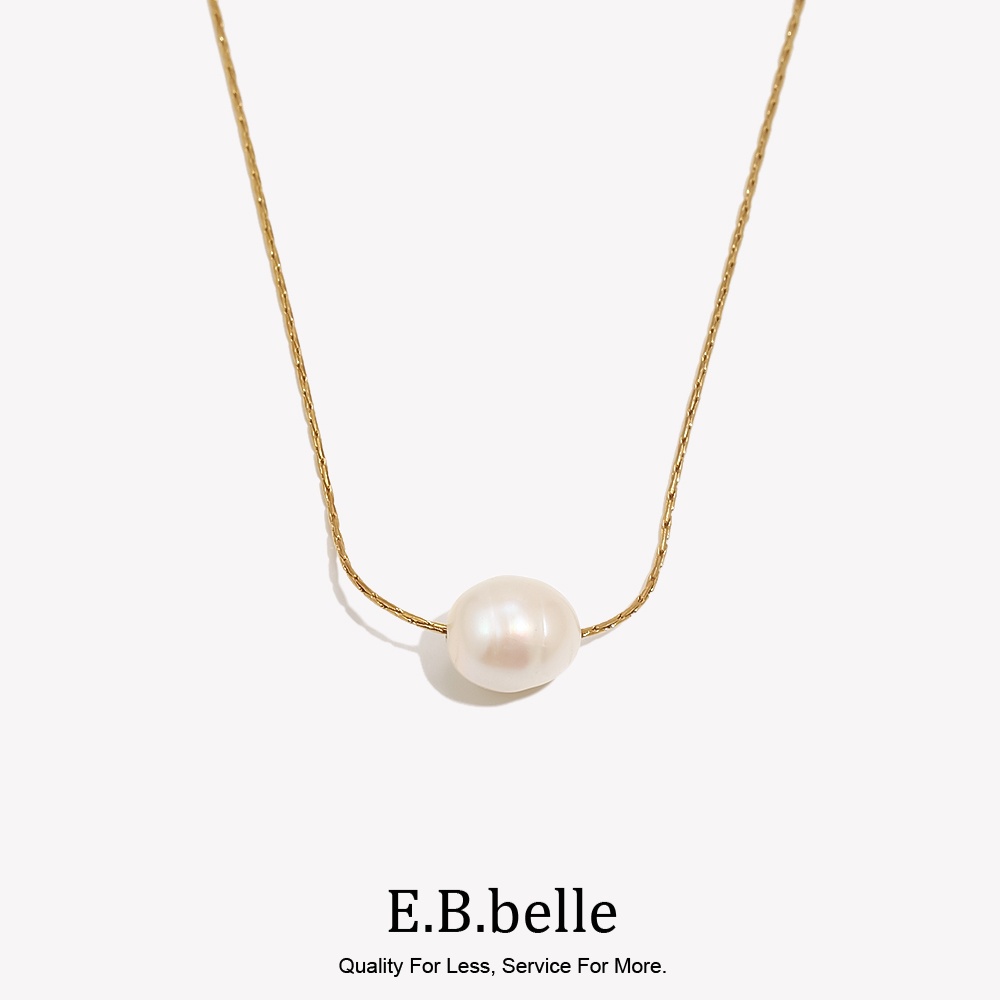 Charm Necklace Dainty - E.B. Belle Minimalistische Zoetwaterparel Fijne Ketting