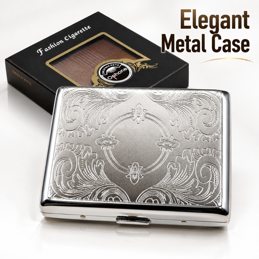 Accessories Woman - RVS Sigarettenkoker met reliëf, draagbare metalen