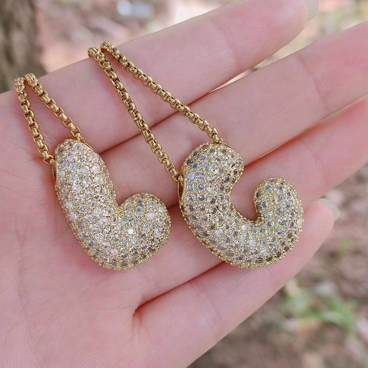 Charm Necklace Dainty - Luxe Kubieke Zirkoon Ballon Beginletters Charms