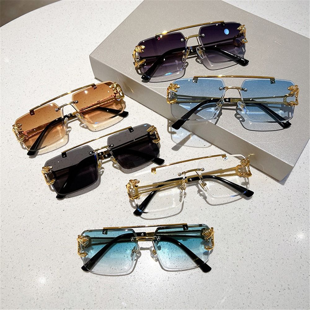 Sunglasses Oversized Square - Retro dubbele brug randloze zonnebril metalen