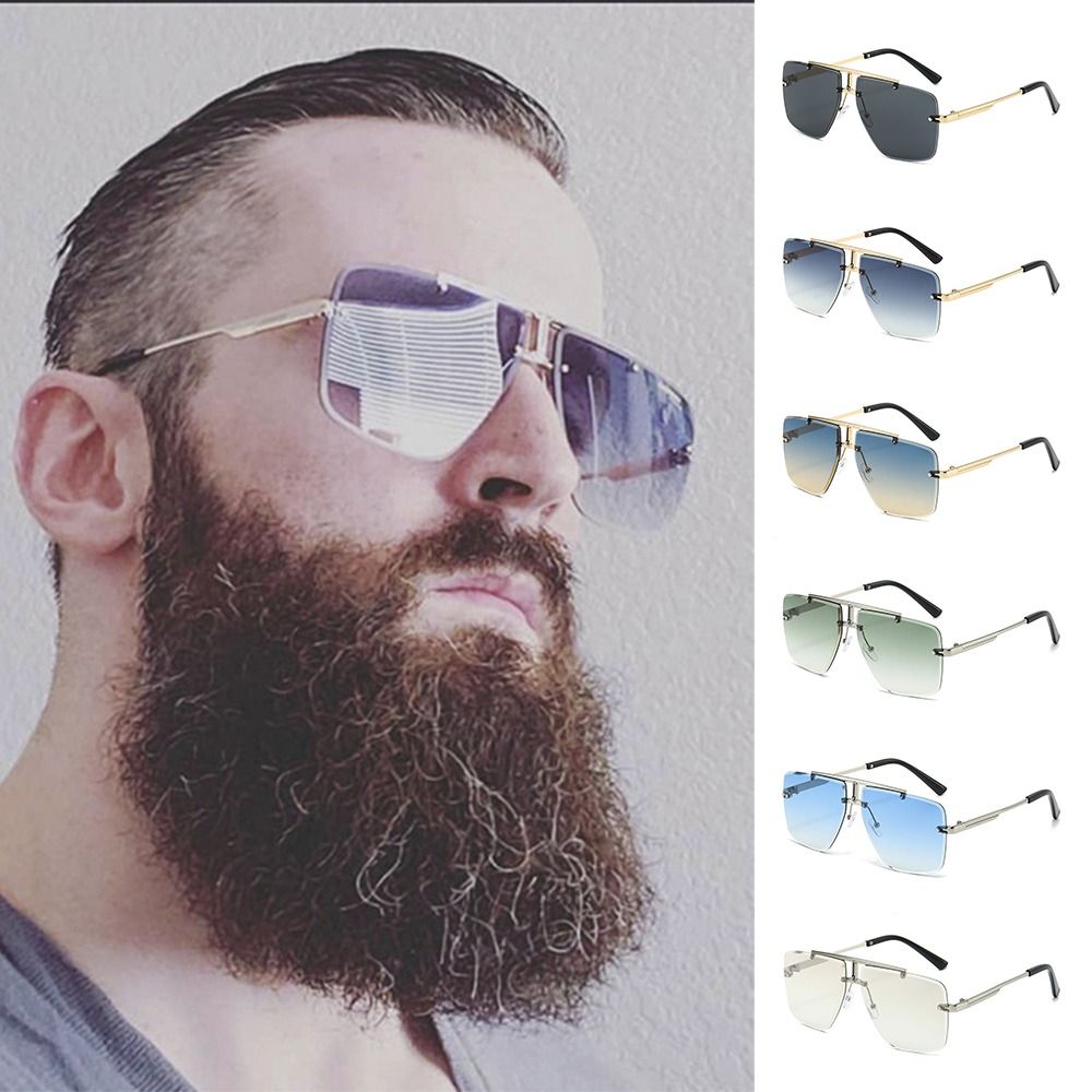 Sunglasses Oversized Square - 1pc Oversized Dubbele Brug Zonnebril Frameloze