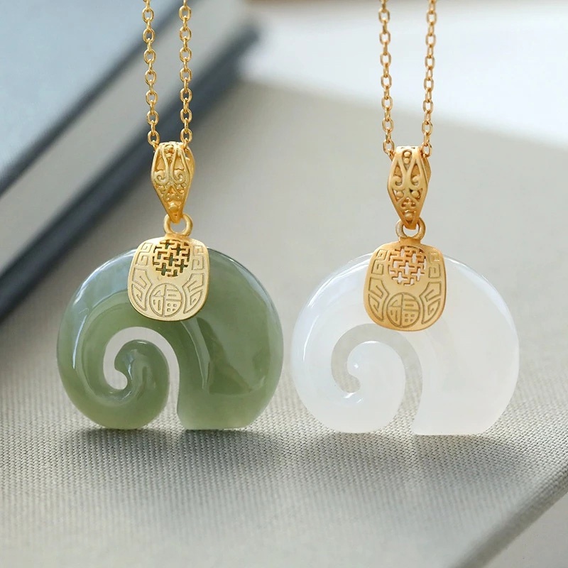 Charm Necklace Dainty - Boutique natuursteen Tian Jade olifant hanger