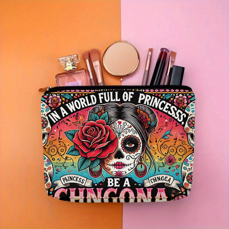 Women Accessories Pouch - Een make-uptasje met bloemen- en schedel
