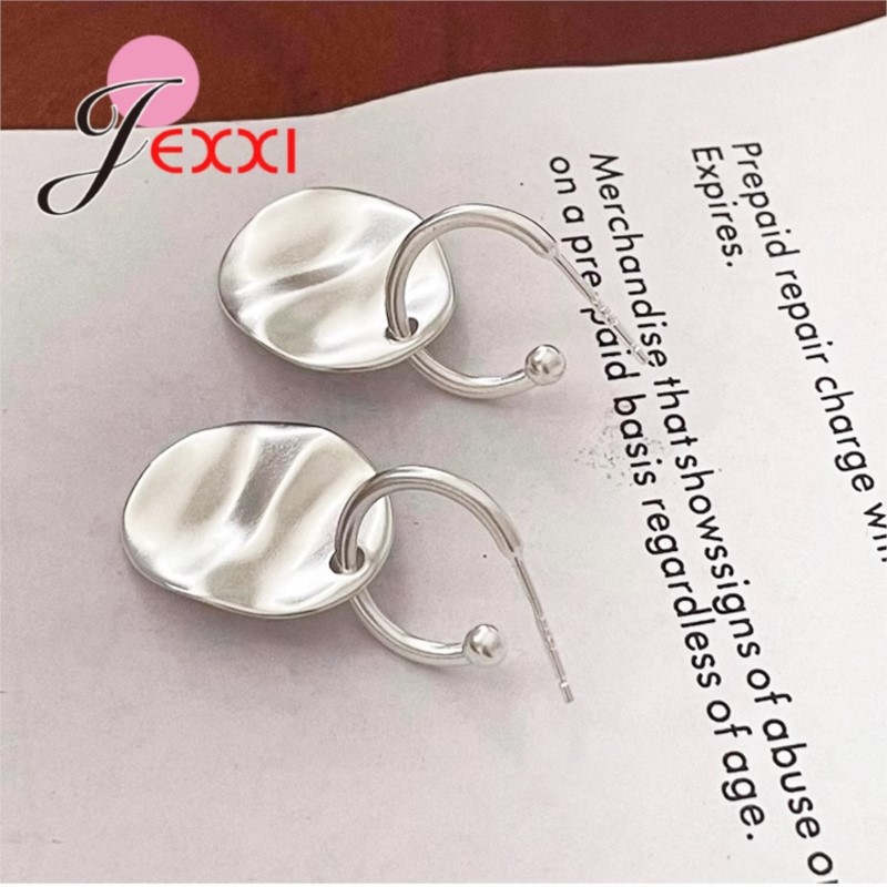 Statement Earrings Oversized - Onregelmatige metalen textuur hoepel oorbellen 925