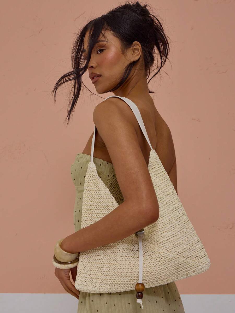 Women'S Accessories Handbags - Strooien geweven handtas van imitatieleer met