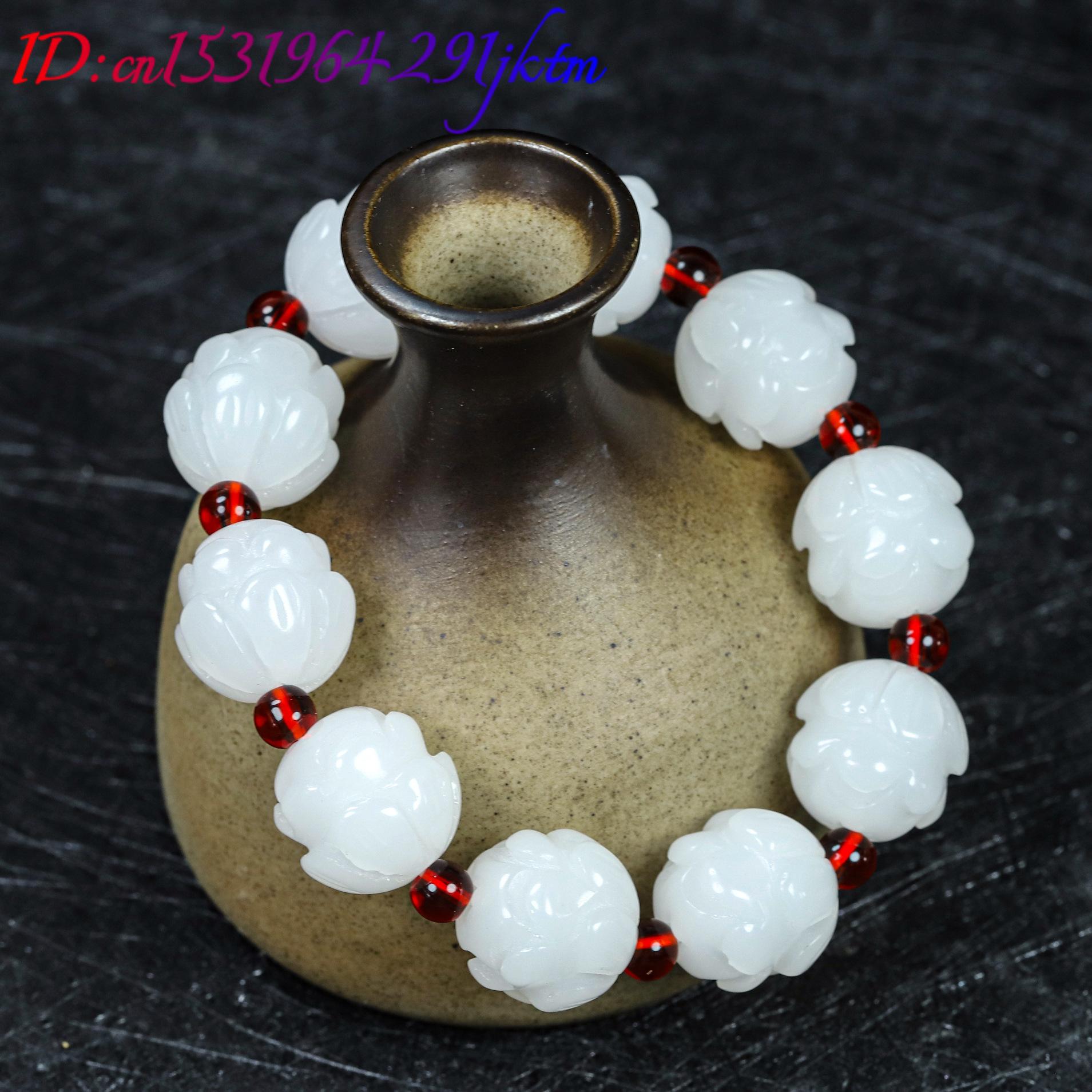 Witte echte jade lotus armband - Women Accessories For Gift recensie en prijs