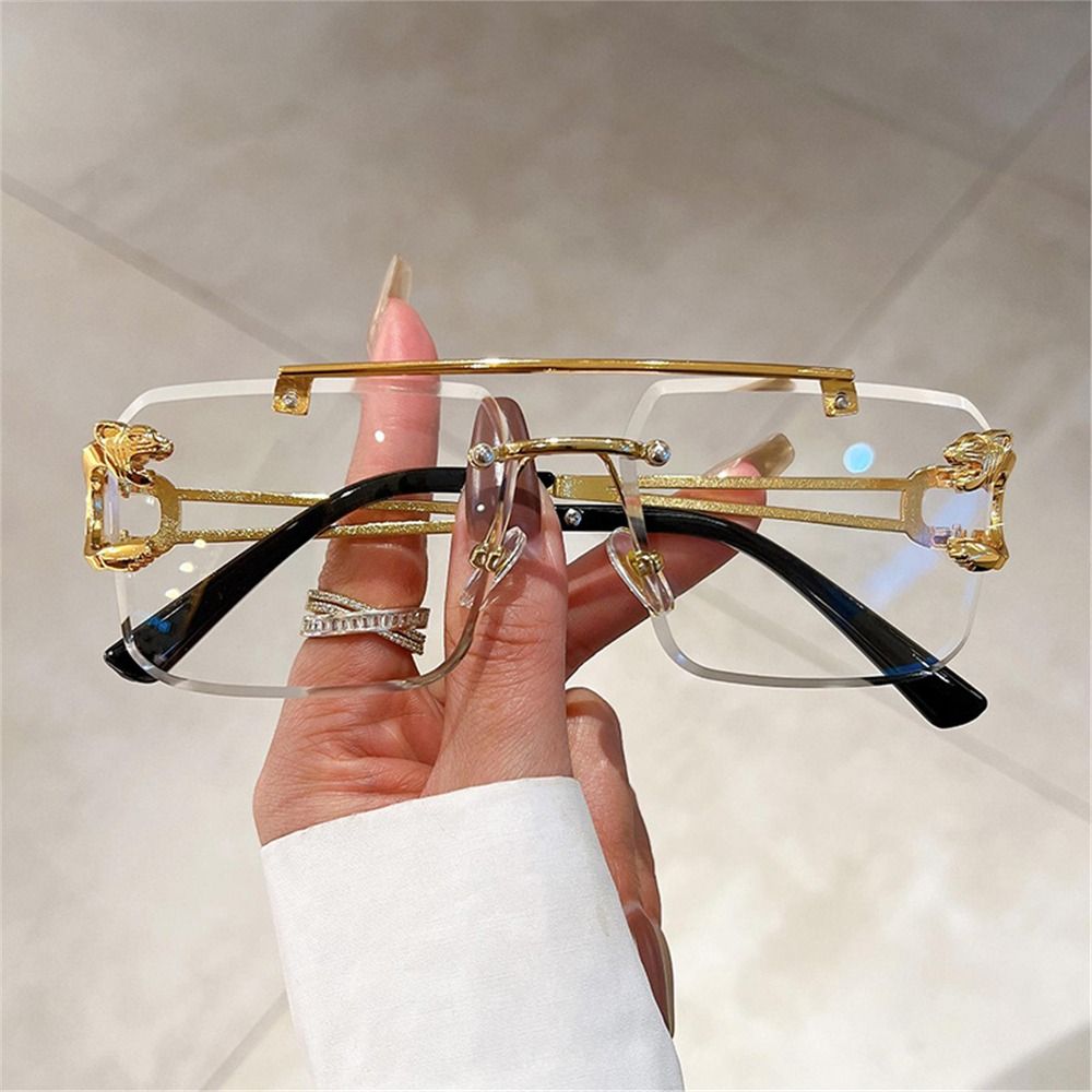 Retro dubbele brug randloze zo - Sunglasses Oversized Square recensie en prijs
